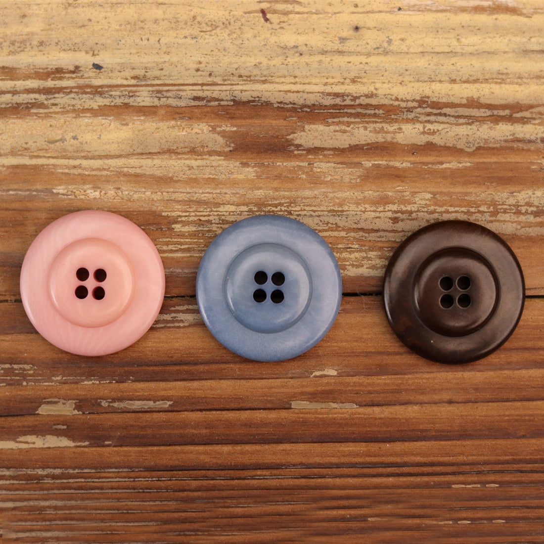 Dark Coffee Pink Blue Natural Eco-Friendly Corozo Buttons 20 Pack (4 Sizes)