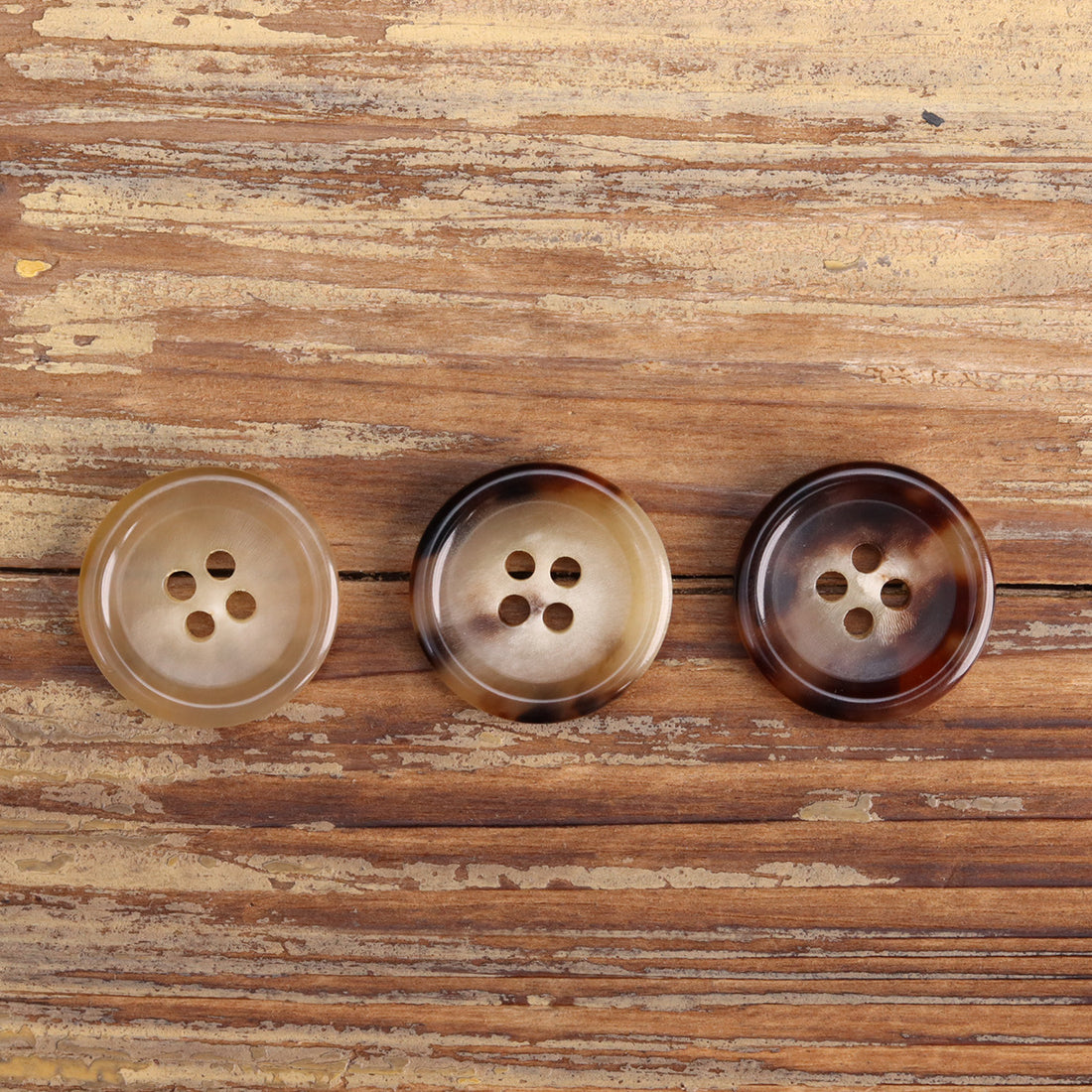 15-25mm Beige Coffee Natural Yellow Cattle Horn Buttons 6pcs
