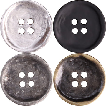 Antique Silver Bronze 4 Hole Metal Buttons for Men's Jackets 20 Pack - Lots of Buttons