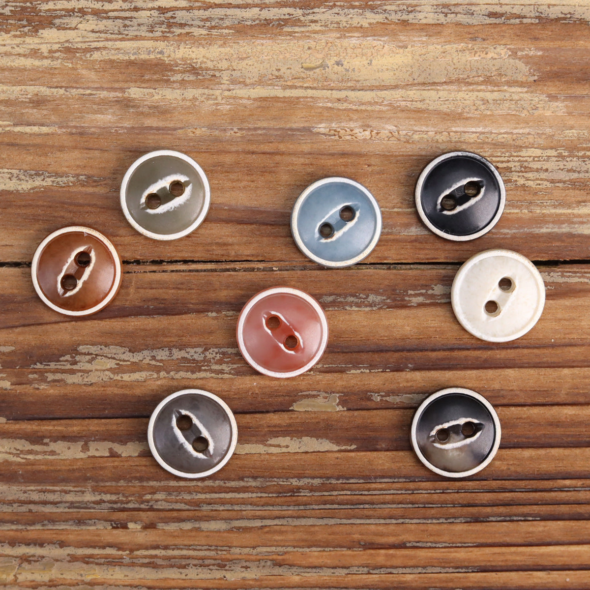 11.5mm Retro lněný kardigan Spálené močovinové knoflíky 70 kusů