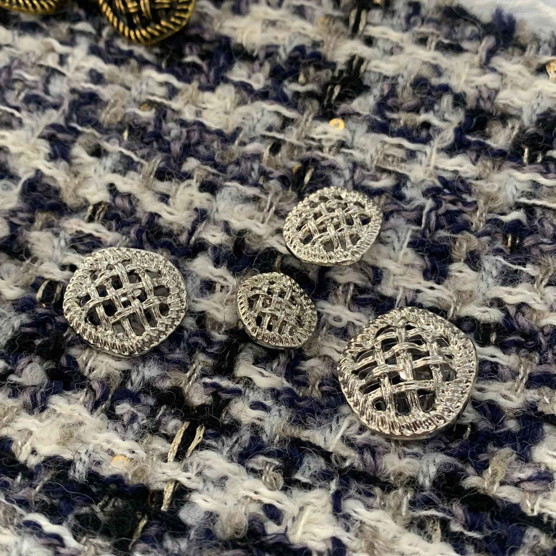 Vintage Hollow Mesh Metal Shank Buttons - Gold/Silver/Bronze 48pcs