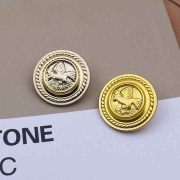 15mm Gold Gryphon Round English Style Metal SHANK Button 20 Pack