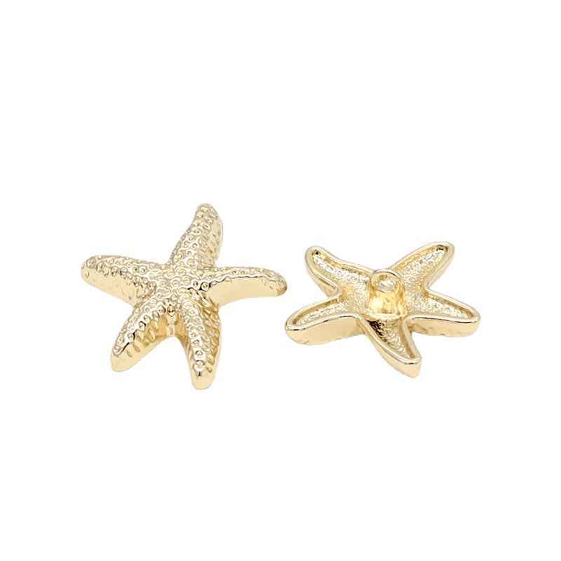 Gold Alloy Starfish-Shaped Metal Shank Buttons 30 Pack 18mm,20mm,23mm