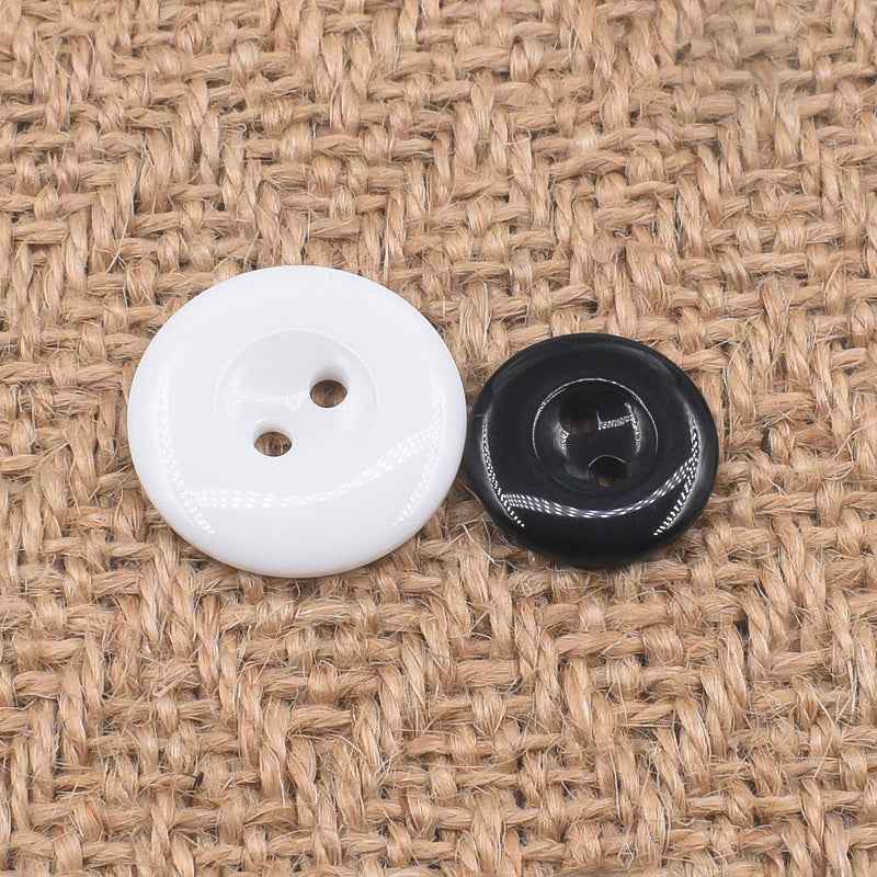 Round 2-Hole Black White Resin Buttons for Universal Uniform 100 Pack
