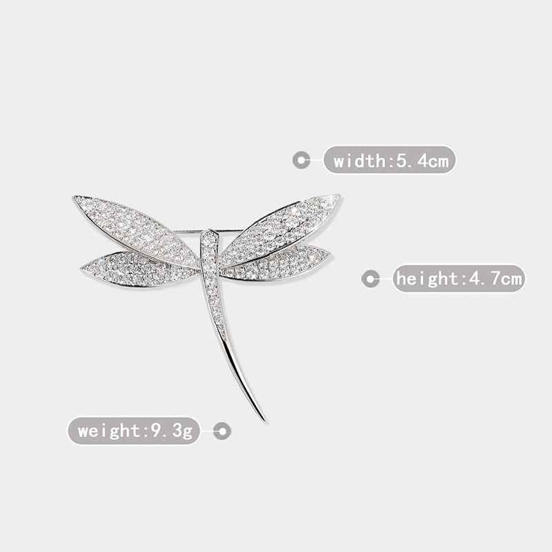 Silver-Tone Dragonfly Brooch – Fully Adorned with Sparkling Zircon Stones
