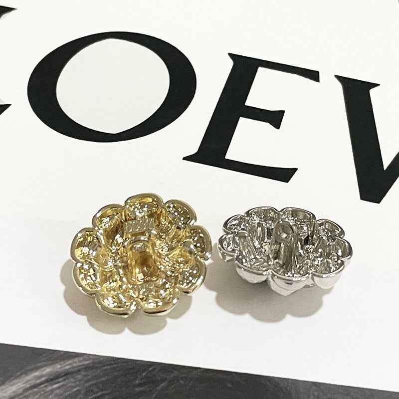 Golden Silver Spiral Flower Metal Shank Buttons for Cardigans 48pcs