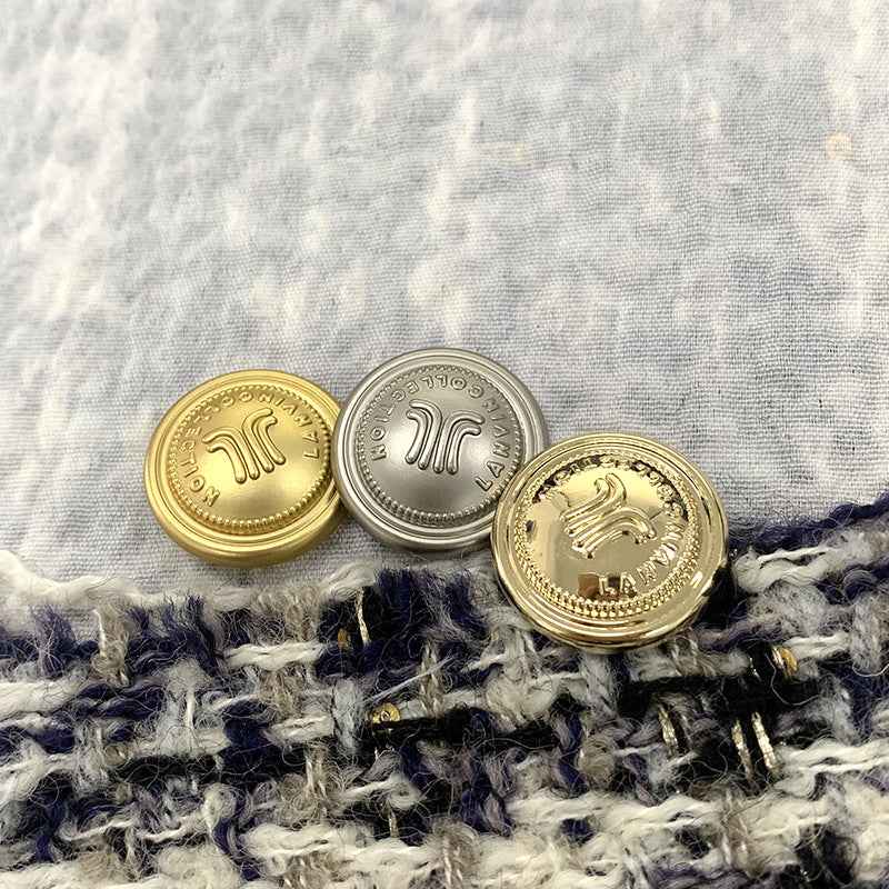 Vintage Frosted Gold & Frosted Silver Round Metal Shank Buttons 48PCS