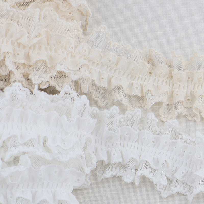 Elastic dantelat plisat de 50mm, cu volănaș dublu strat, 5 yarzi