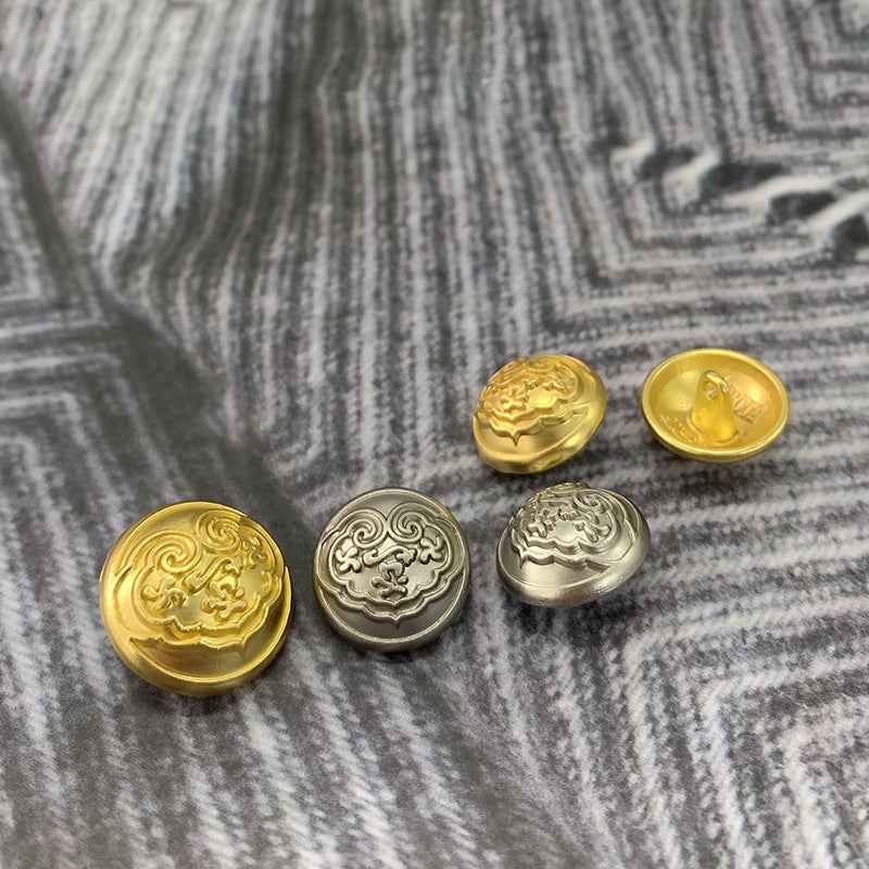 Chinese Mushroom Buttons with Cloud/Happiness/Longevity Symbols 48 Pack
