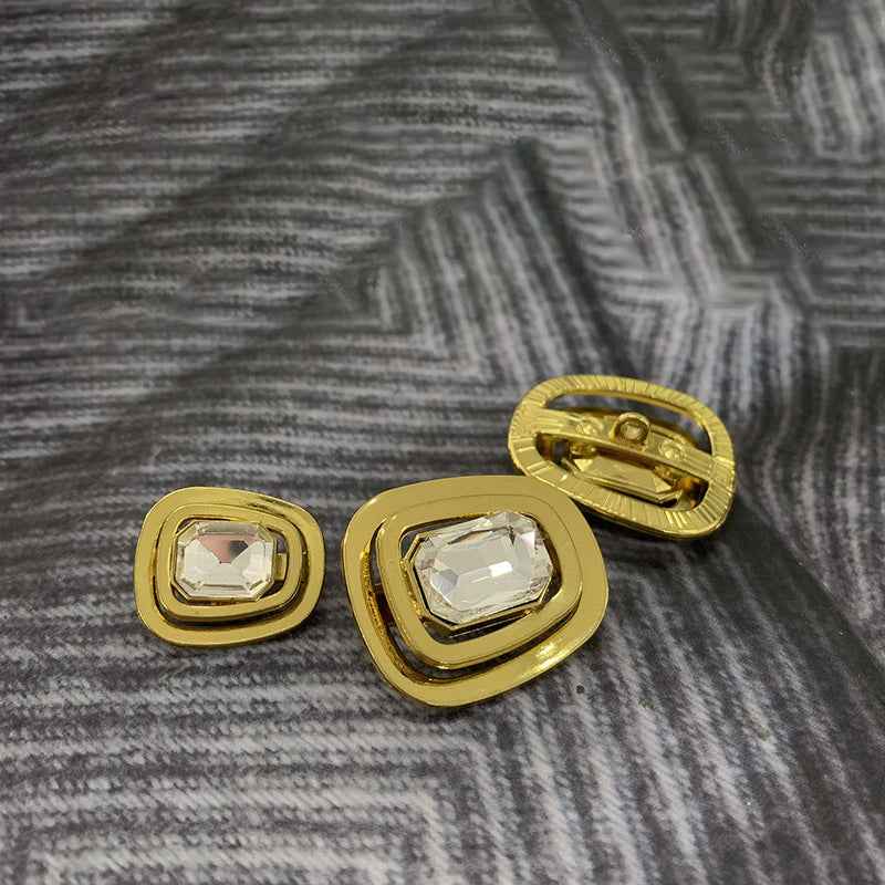 Luxury Gemstone Gold/Silver Alloy Shank Buttons for Women's Coats 50 Pack