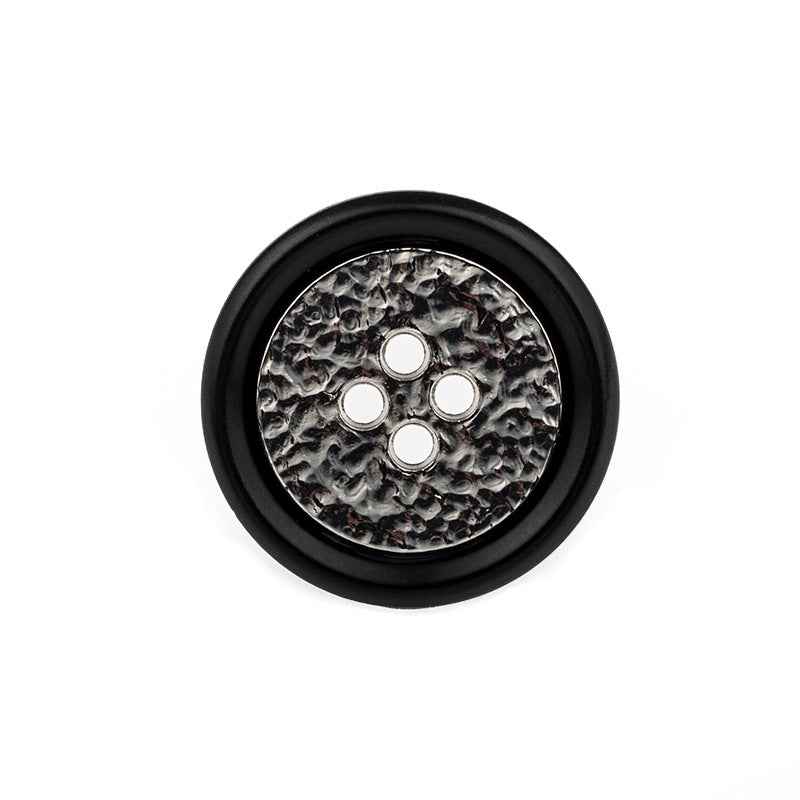 Beige/Coffee/Black Round 4-Hole Resin-Metal Combo Buttons - 50pcs