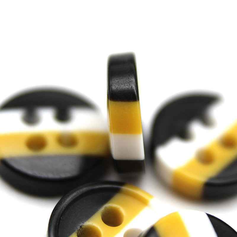 9mm Black White Yellow Round 4-Hole Resin Buttons 100pcs