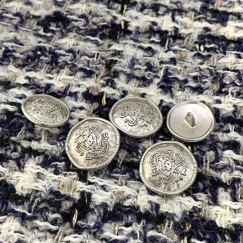 Vintage Irregular Metal Shank Buttons - British Style Badge 48pcs