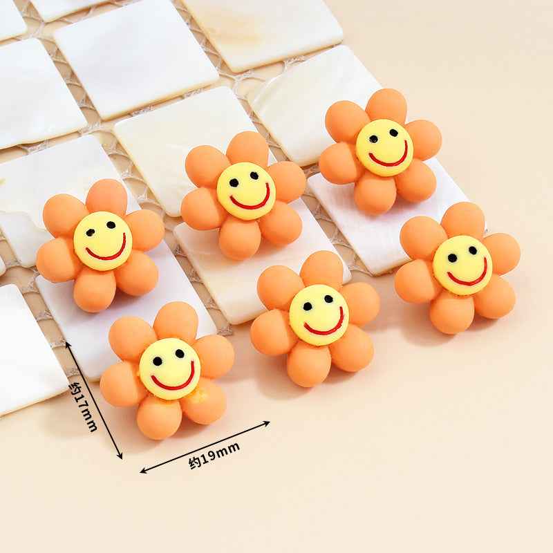 19mm Smiley Flower Plastic Buttons Metal Shank for Baby Clothes 30pcs