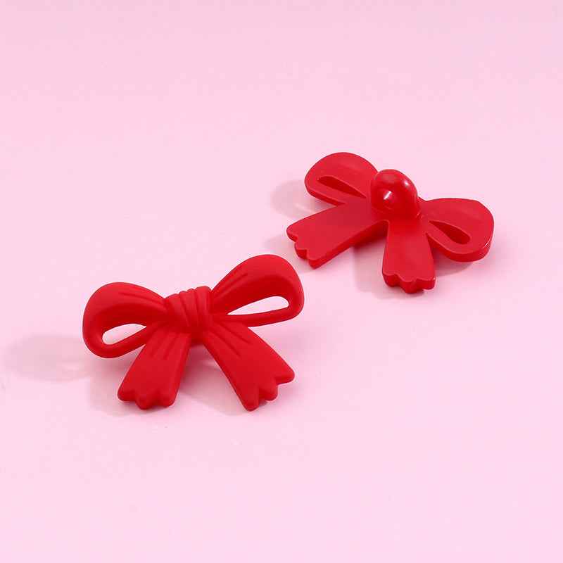 28mm Colorful Bow Shaped Plastic Shank Buttons for Kids' Clothes 90pcs