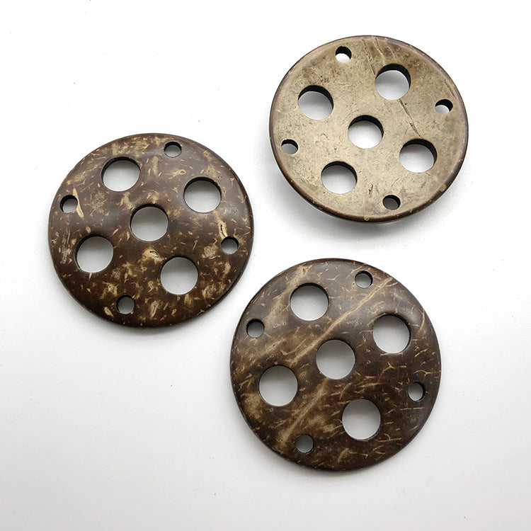 44mm kulatý 9-dírkový dekorativní knoflík z kokosové skořápky 20 ks