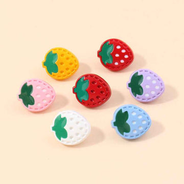 Baby Colorful Strawberry Shaped Plastic Shank Buttons 70 Pack