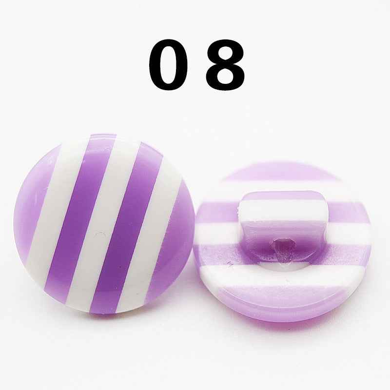 14mm Rainbow Round Shank Striped Resin Buttons for Shirts 50pcs