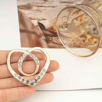 Gold Silver Heart Shaped Diamonds Button for Tops Scarves Knots 10pcs