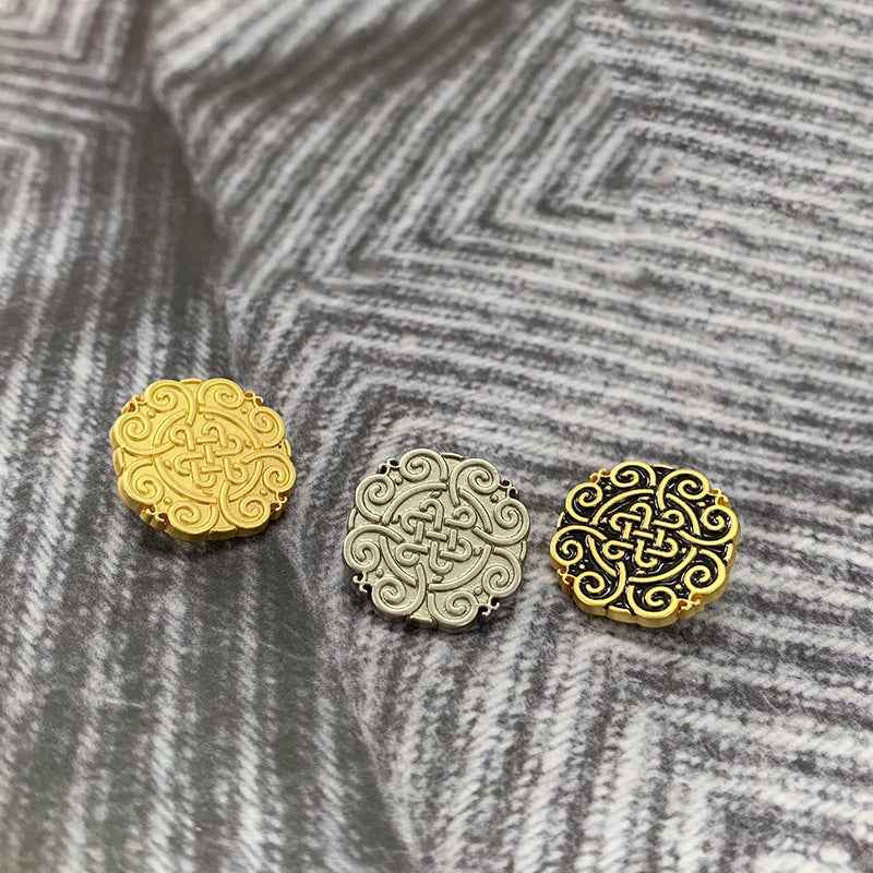 Frosted Gold/Silver Chinese Knot Motif Metal Buttons 50 Pack