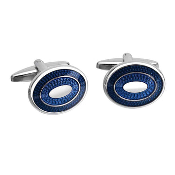 19x15mm Oval Blue Resin Cufflinks