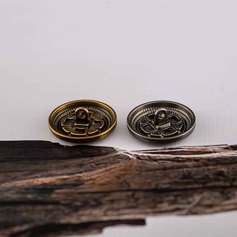 Round Woven Antique Gold Silver Matte Metal Shank Buttons 40-Pack