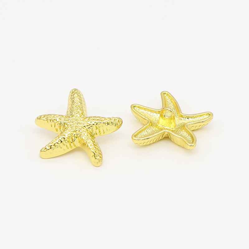 Gold Alloy Starfish-Shaped Metal Shank Buttons 30 Pack 18mm,20mm,23mm