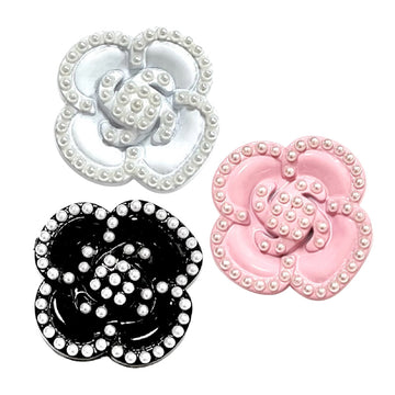 25mm Camellia Pearl Metallknapper med skaft for cardigans og gensere 6PCS