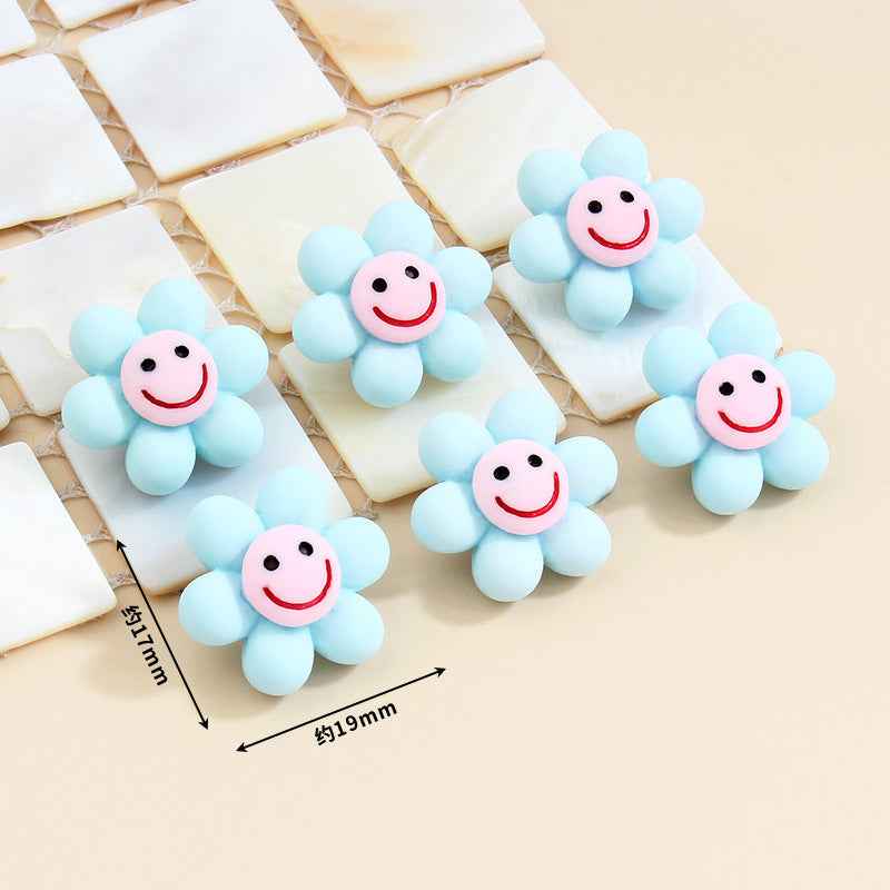 19mm Smiley Flower Plastic Buttons Metal Shank for Baby Clothes 30pcs
