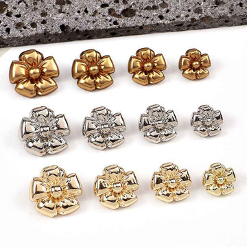 24L/28L/32L/36L Flower Floral Metal Shank Buttons 20pcs