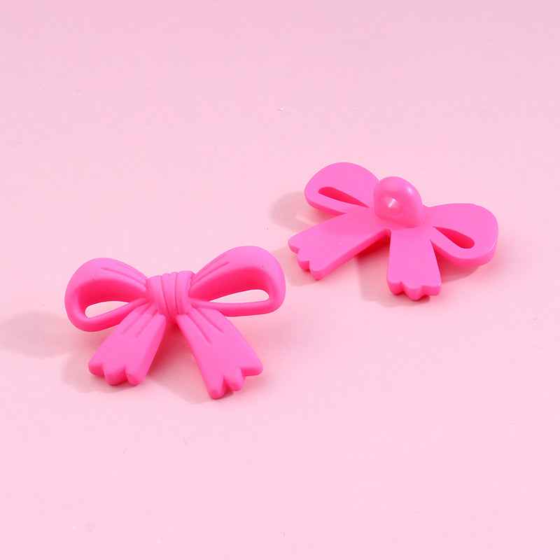 28mm Colorful Bow Shaped Plastic Shank Buttons for Kids' Clothes 90pcs
