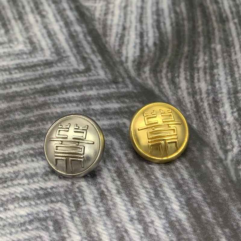 Chinese Mushroom Buttons with Cloud/Happiness/Longevity Symbols 48 Pack