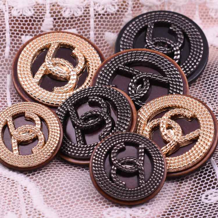18/23/25mm Brown Resin-Metal Shank Buttons for Cardigans Knitwear