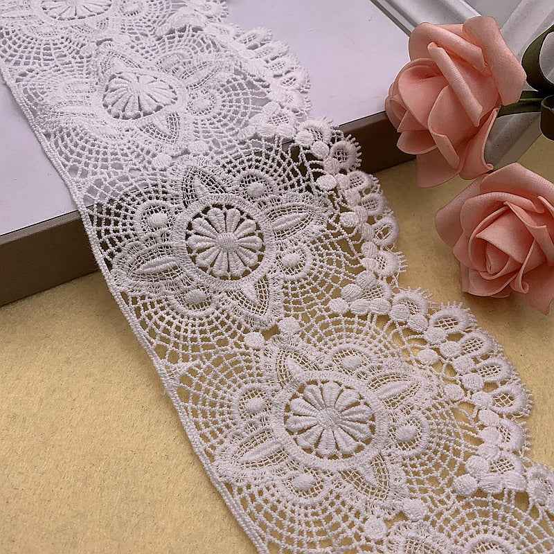 11/15.5cm White Wave Cotton Embroidered Lace Trim 10 Yards