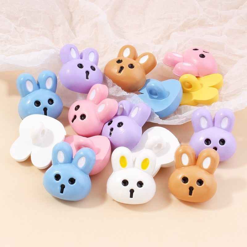 36-Pack Colorful Cute Rabbit 15mm Resin Shank Buttons