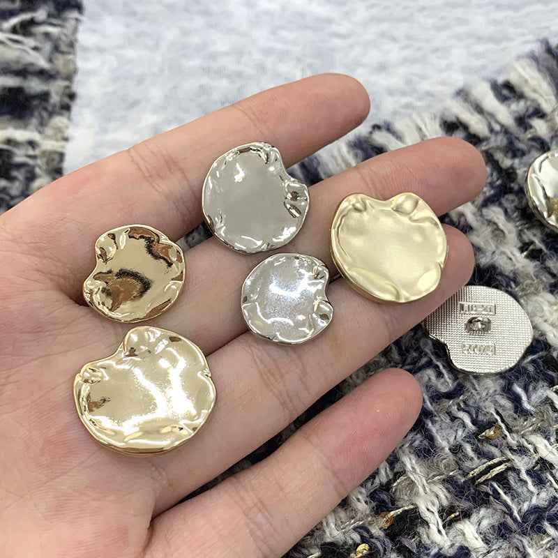 18mm/21mm/23mm Slim Irregular Metal Hand-Sewn Buttons 48 Pack(3 Colors)