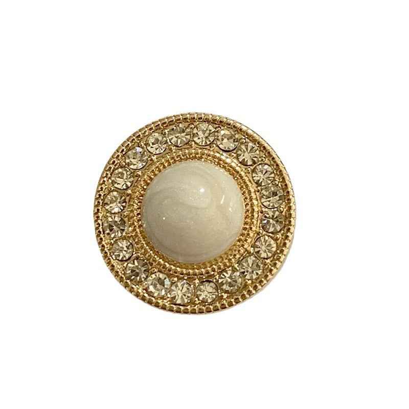 Gold Tone Diamond-Studded Round Buttons for Dresses & Coats 50pcs