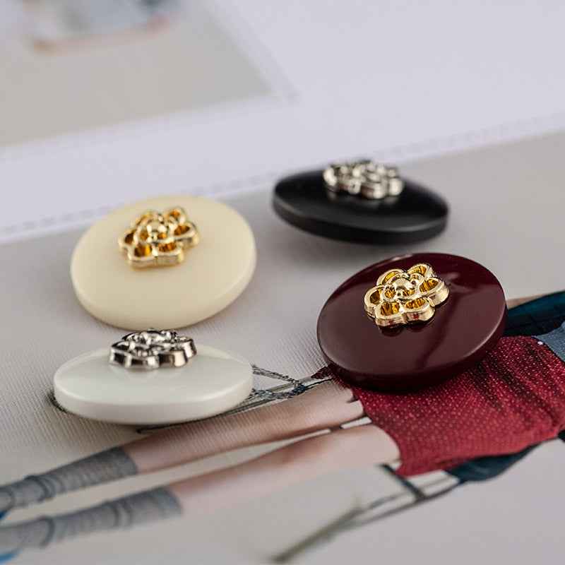 Round Resin Buttons with Metal Shank 30pcs 18mm/20mm/23mm