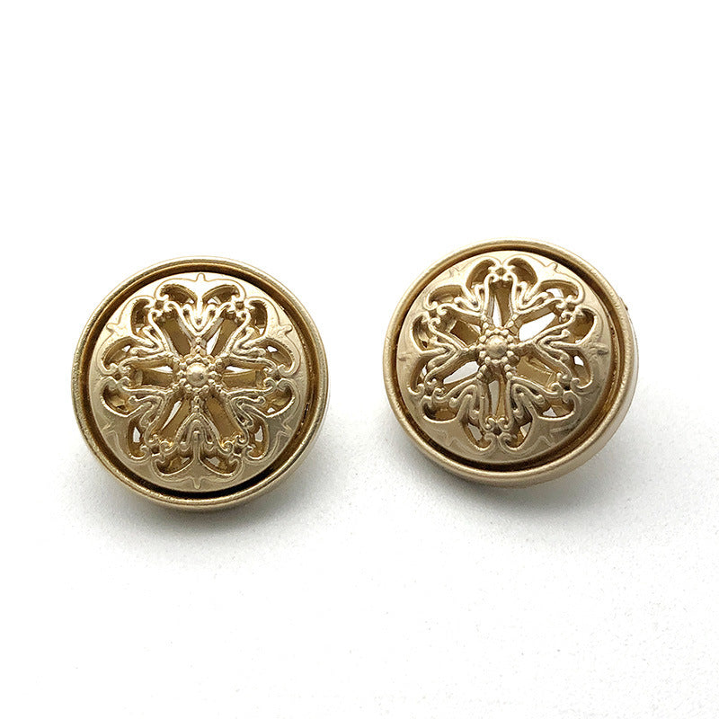 17mm Guld Runde Hule Blomst Metal Skaft Knapper 20stk