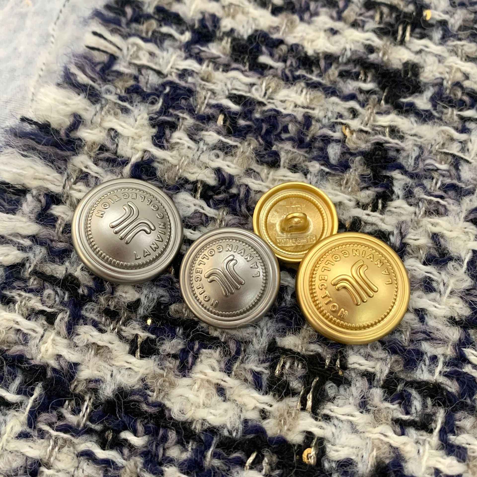 Vintage Frosted Gold & Frosted Silver Round Metal Shank Buttons 48PCS