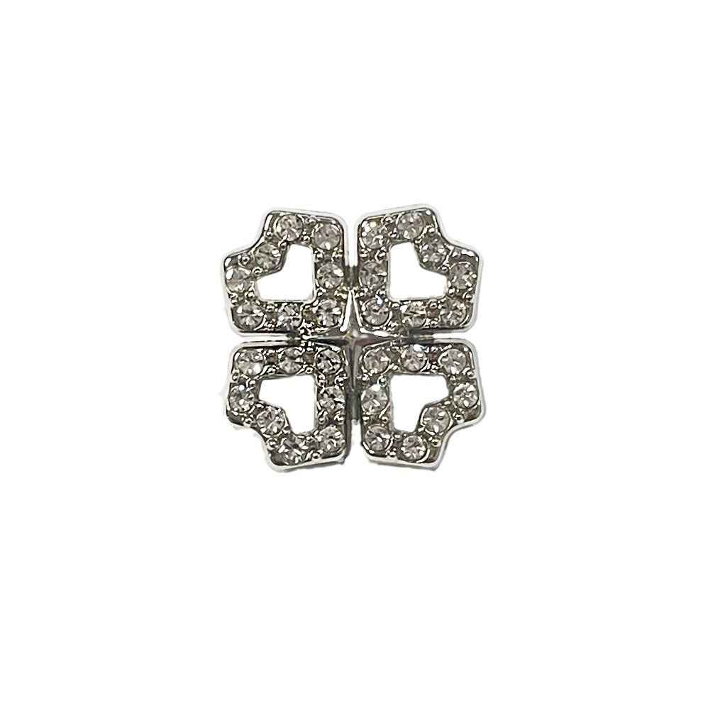 Gold/Silver Four-Leaf Clover Crystal Metal Shank Buttons 48pcs