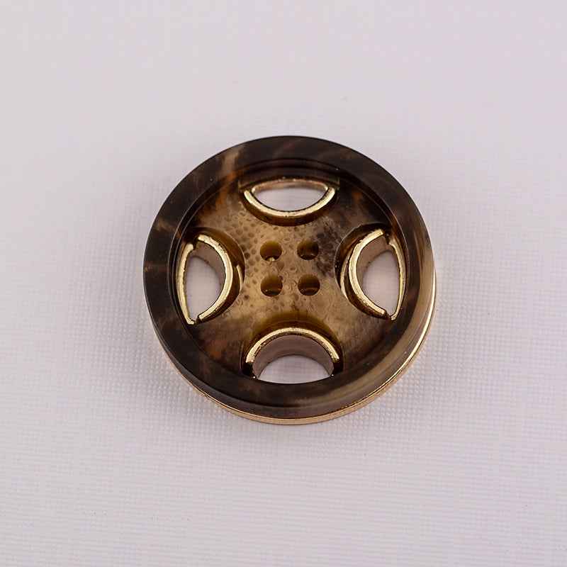 Black/Beige/Brown Round 4-Hole Resin-Metal Coat Buttons 30 Pack
