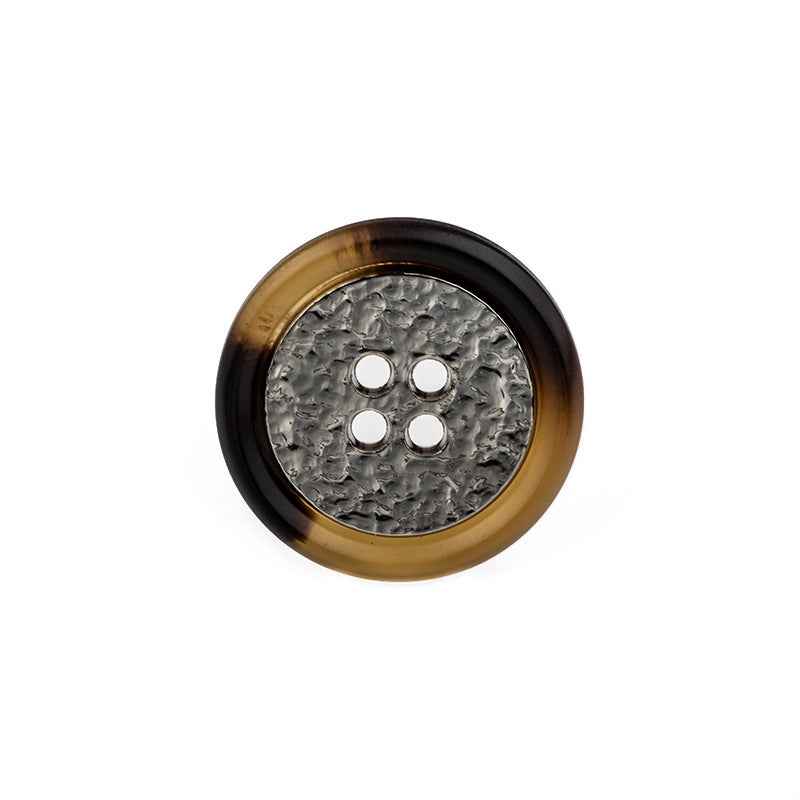 Beige/Coffee/Black Round 4-Hole Resin-Metal Combo Buttons - 50pcs