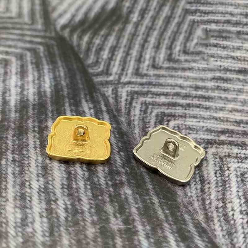 Frosted Gold/Silver Chinese Square Metal Buttons - 19mm/22.5mm 50 Pack