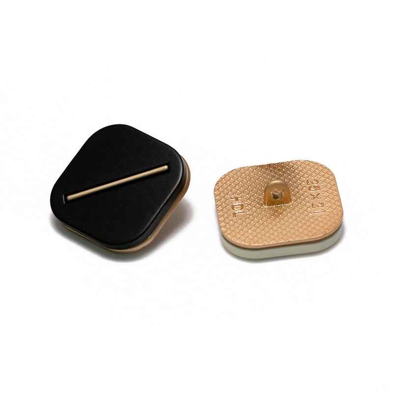 Black/Beige/Tan Square Resin Shank Buttons with Metal Base 30 Pack