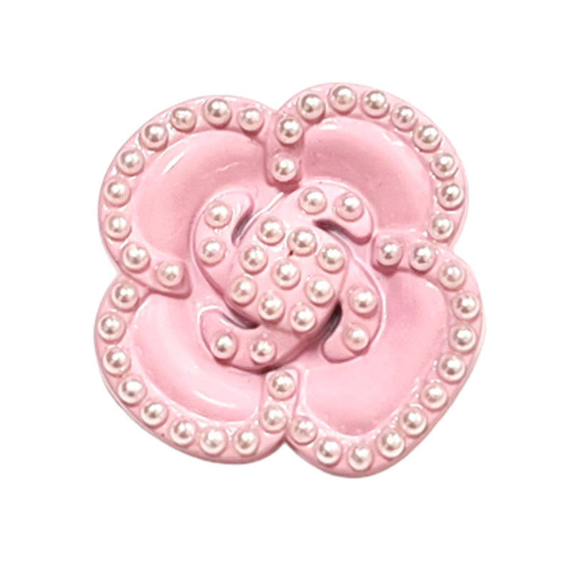 Nasturi cu tija metalică perlată Camellia de 25mm pentru cardiganuri și pulovere 6 bucăți
