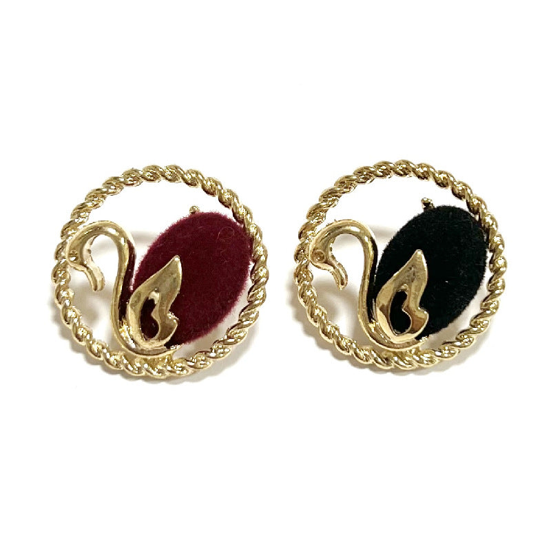 23MM Hul Guld Kant Blomstret Svane Fløjl Metal Skaft Knapper 6stk