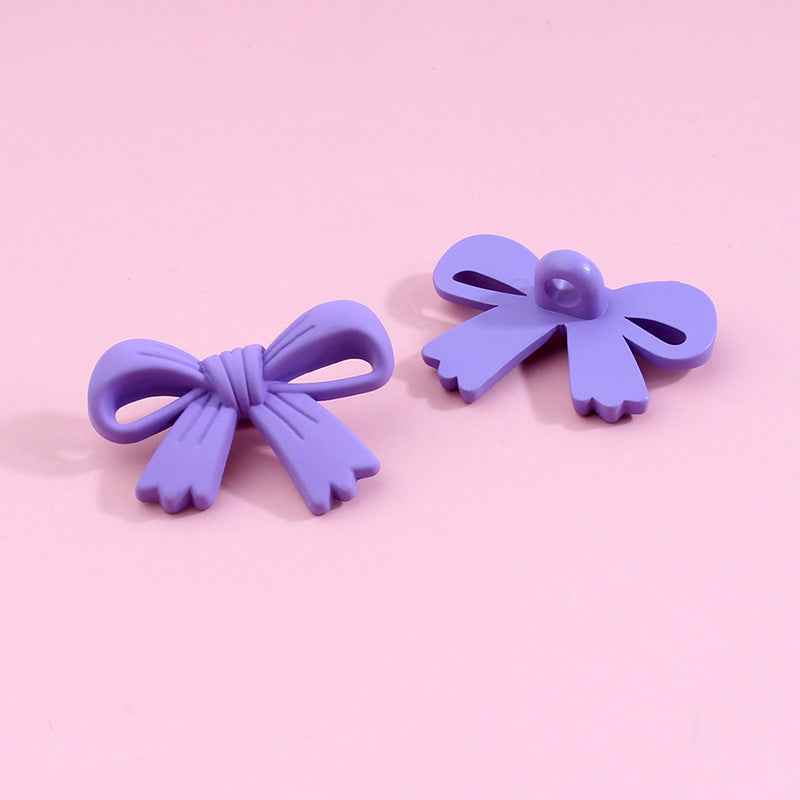 28mm Colorful Bow Shaped Plastic Shank Buttons for Kids' Clothes 90pcs
