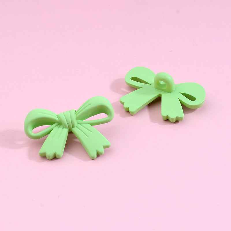 28mm Colorful Bow Shaped Plastic Shank Buttons for Kids' Clothes 90pcs