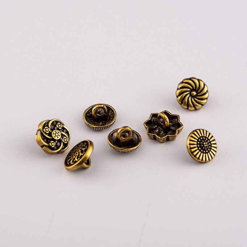 10mm Chinese Style Antique Bronze Zinc Alloy Shirt Buttons - 70pcs